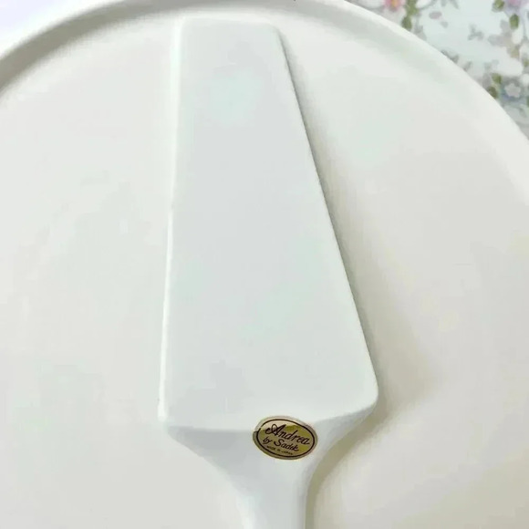 ANDREA by SADEK,Cake Plate Server Scalloped Rim & Gold Gilt Edge, 2 Piece Set - Picture 9 of 12